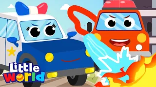 Police Car & Fire Truck To The Rescue! | Kids Songs & Nursery Rhymes by Little World