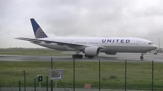 The B777-222ER of United Airlines taxing to the Terminal 1 at Paris CDG