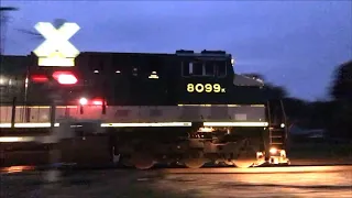 Two Trains in Enon Valley, PA at Dusk with Southern 8099  8/13/2019