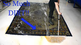 Cleaning A Filthy 100 Year Old Rug! (Satisfying ASMR)