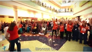Patient Writes "Broncos Go!" for Broncos 2015-2016 Season at Children's Hospital Colorado