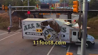 Moving truck obliterated by the 11foot8 bridge