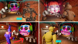 What if you Hide in EVERYONE from DJ MUSIC MAN Chasing? – FNAF Security Breach