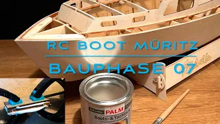 RC Boot 🦈 Müritz Bauphase 7 Holzmodell Bausatz Krick Bauanleitung Ruder DDR Schiff Deck aufkleben