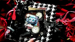 Алиса в стране чудес  фотоальбом ручной работы скрапбукинг /Alice in Wonderland scrapbooking album