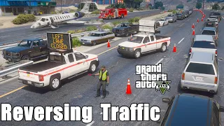 GTA 5 DOT Reversing Traffic Around A Plane Crash On The Highway With Message Board Trucks