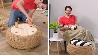 Upcycle a tire into a stylish ottoman!