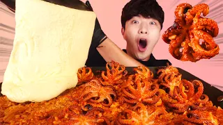 ENG SUB)Spicy! Webfoot Octopus Fried Rice Cheese Fondue Eat Mukbang🐙Korean ASMR 후니 Hoony Eatingsound