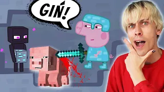 ŚWINKA PEPPA vs 4 HUNTERS MINECRAFT SPEEDRUN MOJA REAKCJA NA