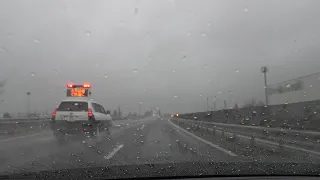 ASMR Japan Highway heavy Rain driving 1 hour