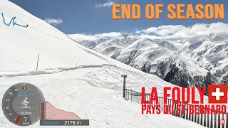 [4K] Skiing La Fouly, End of Season Empty Slopes, Pays du St-Bernard Switzerland, GoPro HERO11