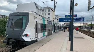 Compilation d’arrivé et départ de MI09, MI2N,Z50000,VB2N et BB27300 et TER, à la gare de Houilles