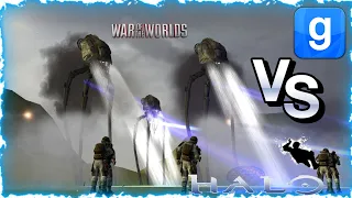 Halo Marine Squads VS War of The Worlds  Alien TRIPOD SNPC Fight Garry's Mod