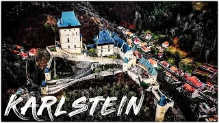 Karlštejn The Castle of The King Charles IV near Prague - Drone 4K