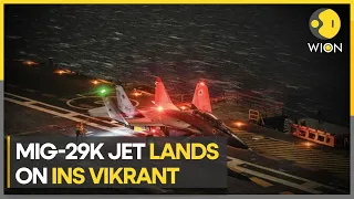MiG-29K fighter jet makes maiden night landing on INS Vikrant | WION
