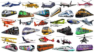 Air Vehicle Colletion - TRAIN and Railway Vehicles - Air Plane, Helicopter, Train, High Speed Train