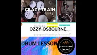 Ozzy Osbourne Crazy Train (Drum Lesson) by Praha Drums Official (18.b)