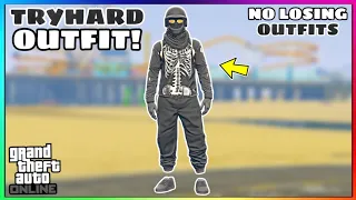Easy Black Joggers Logo Merge Ripped Shirt Tryhard Modded Outfit (No Transfer) (GTA Online)