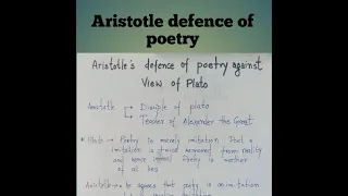 Aristotle defence of poetry , Literary criticism