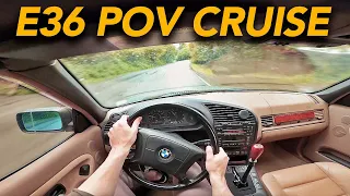 E36 POV DRIVE: twisty road in the rain, no talking no music