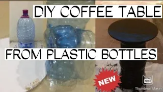 DIY COFFEE TABLE MADE FROM PLASTIC BOTTLES #hiddenmae #diy #plasticbottlecraft