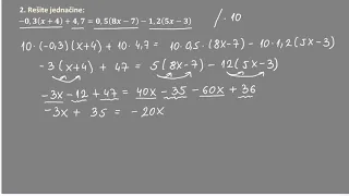 Linearne jednačine sa jednom nepoznatom rešeni zadaci 2