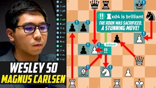Fantastic game: Wesley So *DOMINATES* Magnus Carlsen with 2 Brilliant Moves - Main Event 2023
