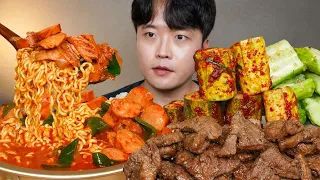 아내표 집밥🍚 돼지갈비 부대찌개 오이김치 오이탕탕이 요리 먹방 Galbi & Sausage Stew ASMR MUKBANG REAL SOUND EATING SHOW