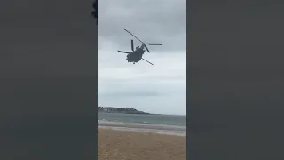 Chinook seen flying over the beach!