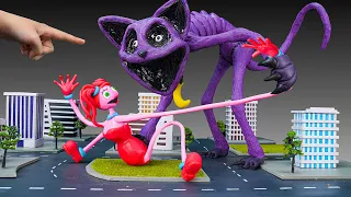 😱 Making CATNAP MONSTER attack MOMMY LONG LEG in the city - Poppy Playtime Chapter 3 with clay