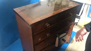 Georgian Miniature Flame Mahogany Chest of drawers.