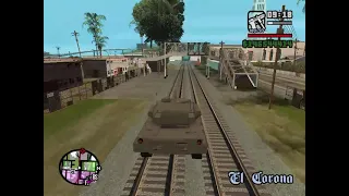 GTA  San Andreas train vs war tank || war tank vs train || San Andreas war tank cheat code