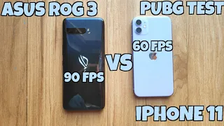 Asus Rog 3 vs iPhone 11 Pubg Test - 60 FPS vs 90 FPS Touch Response Test - SD 865+ vs A13 Comparison