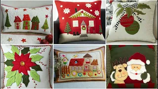 DIY attractive Christmas pillow and cushions cover idea/quilted Christmas cushions and pillow cover