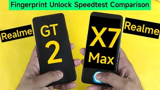 Realme GT 2 vs Realme X7 Max Fingerprint Unlock Speedtest Comparison which is Fast 🔥🔥🔥