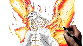 How To Draw Burning Godzilla | Step By Step | Monsterverse