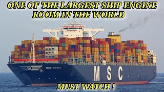 MEGA SHIP ENGINE ROOM TOUR in 40 mins.   153,092 GRT, 13,200 TEU (MSC SHIPS) #msc #container #fyp