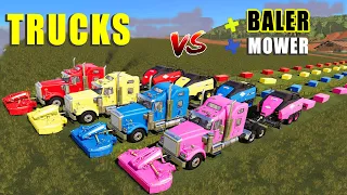 TRUCKS vs BALERS  | MULTI JOB: GRASS MOVER & BALER & AUTO LOADER | Farming Simulator 19