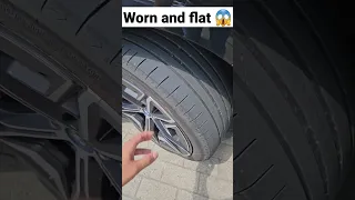 BMW iX with worn and flat tires 😱 #bmwix #bmw #flattire #flat #tires #carfails #cars #belgium #worn