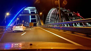 Крымский мост с ночной подсветкой 2 июля 2020 года