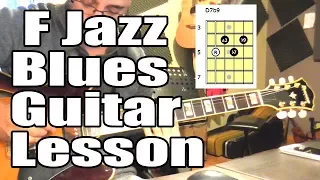 F Jazz Blues Guitar Comping Lesson For Beginners | Three-Note Voicings With Chord Shapes