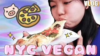 🍕🌭 NYC Vlog Ep.5 - New York Style Vegan Pizza!