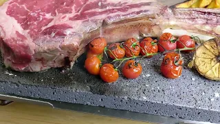 Tomahawk Ribeye Steak | Cooked on Lava Stone By Black Rock Grill