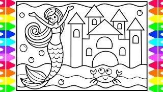 How to Draw a Mermaid for Kids 💜💖💚 Mermaid Drawing for Kids | Mermaid Coloring Pages for Kids