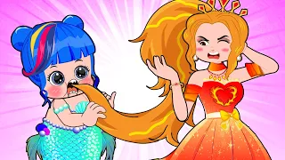 Noo!! Don't Touch My Hair Baby Mermaid!!! Funny Situations | Poor Princess Life Animation