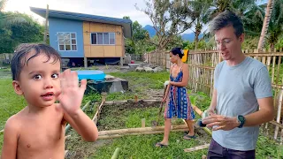 Mountain simple life: A foreigner and Filipina's tiny home, Installing garden beds and baby pool