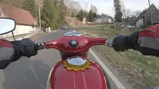 Jawa 250 559 první jarní projížďka přes Českou Chalupu