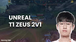 T1 Zeus OUTPLAYS 2v1 dive against his teammate in solo queue