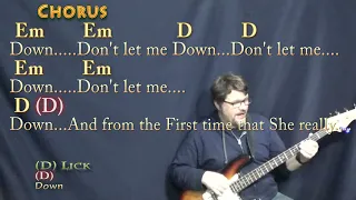 Don't Let Me Down (The Beatles) Bass Guitar Cover Lesson in D with Chords/Lyrics