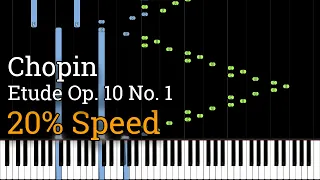 Chopin - Etude Op. 10 No. 1: Waterfall (Slow Piano Tutorial) [20% Speed]